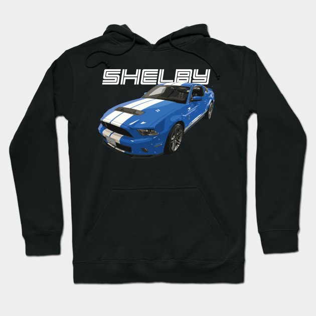 S197 Mustang GT 5.0L V8 Grabber Blue Car GT500 Hoodie by cowtown_cowboy